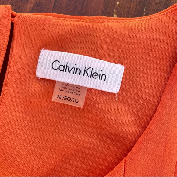 SOLD——CALVIN KLEIN Orange Ruffle Pleated Tank Blouse - Picture 5 of 9